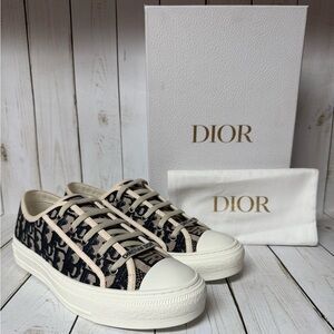 Christian Dior Canvas Oblique Walk'N'Dior Low Top Sneakers Deep Blue Sz 41 / 11